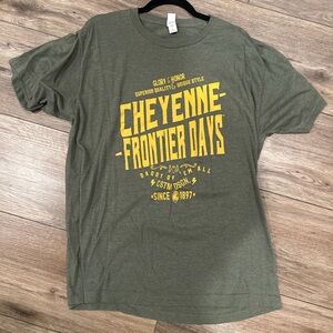 Cheyenne Frontier Days Graphic T-Shirt Men's Large Olive Green Western Rodeo Tee
